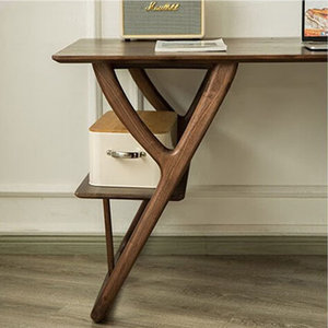 Warm Brown <b>Solid</b> <b>Wood</b> Rectangle Writing <b>Desk</b> with Smooth Worktop Drawer Storage 1-Year Warranty - Product Image 3