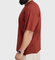 T-shirt décontracté pour homme, coupe carrée, blanc uni, épais, doux, 60% coton 40% polyester, tricoté, bords bruts, coupe classique, écologique, séchage rapide