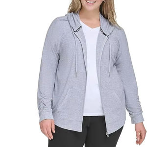 Wholesale <b>Women</b> Zipper Hoodies Cotton <b>Fleece</b> Custom Embroidery OEM Fashion Streetwear Private Label Gym Wear 2025 Trend - Product Image 1