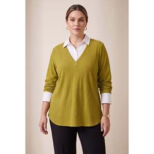 เสื้อยืด RMG คอปกแต่งลาย ขนาดใหญ่ สีเขียวถั่ว - Product Image 1