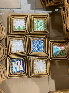 Plateau en rotin incrusté de nacre, artisanat en coquillage de rotin pour servir et décorer, Vietnam par 99 Gold Data - Mme Violet - Product Image 2