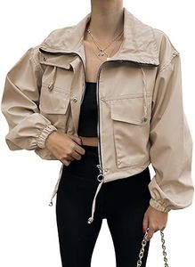 เสื้อโค้ทเอวลอยมีซิปสำหรับผู้หญิง, เสื้อโค้ทพิมพ์ลายฤดูใบไม้ร่วง/ฤดูหนาวน้ำหนักเบาโอเวอร์ไซส์ระบายอากาศได้ดี - Product Image 2