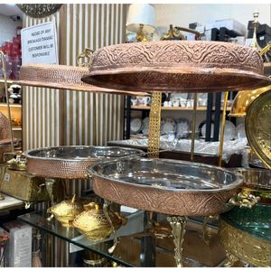 Chauffe-plat rond en cuivre avec couvercle Serveur de buffet de qualité supérieure pour hôtels, restaurants et événements de restauration - Product Image 6