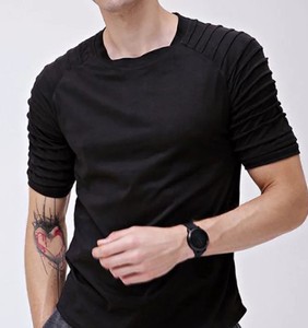 T-shirts décontractés pour hommes à col rond et manches courtes, respirants, 100% coton, tissu tricoté en polyester, uni, 220 grammes, teinture unie, vierge - Product Image 1