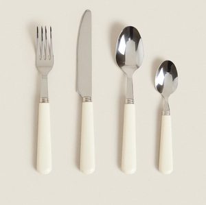 Meilleure vente, service de couverts en métal avec manche en résine blanche plaqué argent pour la maison et le mariage, couverts - Product Image 2