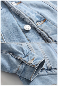 แจ็กเก็ตยีนส์สีน้ำเงินสำหรับผู้ชายแจ็คเก็ตยีนส์มีกระดุมบุผ้าฟลีซซับในสำหรับฤดูหนาว - Product Image 5