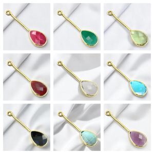 28x9mm forme de poire à facettes opalite pierres précieuses bricolage boucles d'oreilles breloques plaqué or lunette ensemble fournitures de fabrication de bijoux - Product Image 4