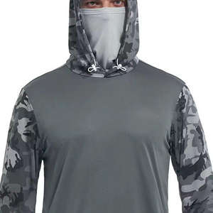 Camouflage Design Contraste Couleur Performance Sportswear Sublimation Impression Style Personnalisé Nouvelle Mode UPF50 + Hommes Pêche À Capuche - Product Image 5