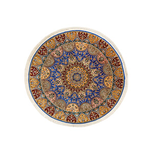 Tapis en soie noués à la main Gulmarg, motifs bleus en patchwork et abstraits pour la maison, le couloir, le salon, tapis de chambre SKPS-206 - Product Image 1