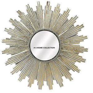 Miroir mural en aluminium plaqué argent de forme ronde en métal Texture gaufrée Design contemporain élégant Maison - Product Image 4
