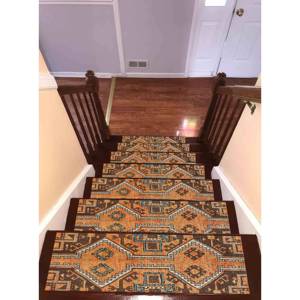 Tapis Orange Step, Tapis Marron, Tapis au design Kilim, Tapis à motifs géométriques, Tapis moderne, Gobelin - Product Image 4