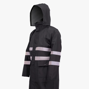 Chubasquero duradero ligero de poliéster impermeable de alta visibilidad con tiras reflectantes para acampar y uso al aire libre - Product Image 1