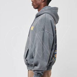 2024 High Quality Men's <b>Full</b> Zipper Hoodie Regular Fit Polyester/Cotton Winter Embroidered <b>Zip</b>-Up <b>Sweatshirt</b> - Product Image 4