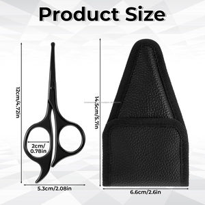 Tijeras para Barba con Hoja Dentada Negra, Venta al por Mayor, Marca Privada OEM, Tijeras para Recortar Barba y Vello Nasal, Punta Redonda con Estuche de Cuero PU - Product Image 2