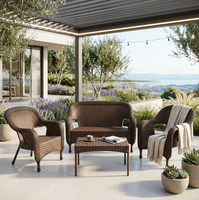 4-teiliges PE-Rattan Outdoor-Sitzgruppen-Set 2-Sitzer-Sofa 2 Sessel Couchtisch Terrassen-Korbmöbel Großhandel