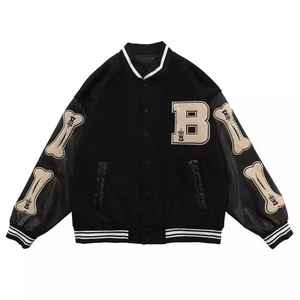 OEM Nuevo Unisex High Street Style Béisbol Varsity College Chaquetas Abrigos de lana de invierno Cuello alto Parches Hombres Ecológico - Product Image 6