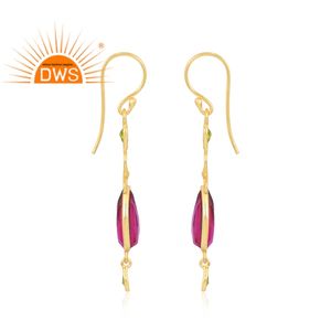 925เงินสเตอร์ลิง18K ประดับเพชรและควอตซ์พลอยทับทิมทัวร์มาลีน - Product Image 4