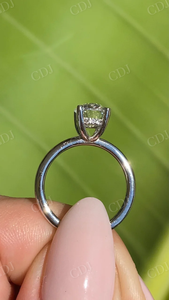 Bague de fiançailles Solitaire Moissanite taille ovale certifiée GRA 2CT bague en diamant or blanc 10K Simple Halo caché ensemble bagues bijoux - Product Image 6