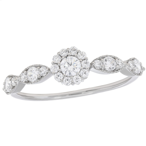 Bague de fiançailles Halo en diamant de 0.50 carats de luxe pour femme disponible en or et en argent - Product Image 1