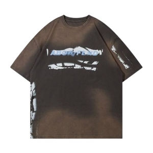 T-shirt lavé à l'acide bon marché personnalisé OEM pour hommes T-shirts en gros à bas prix T-shirts pour hommes avec le logo de l'entreprise - Product Image 2