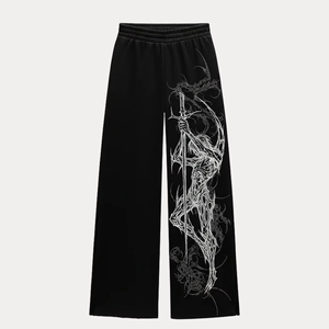 Pantalones Deportivos Personalizados con Logotipo, Estilo Urbano, para Hombre, de Algodón Grueso, Lavado Ácido Vintage, Anchos, Holgados, con Rayas - Product Image 1