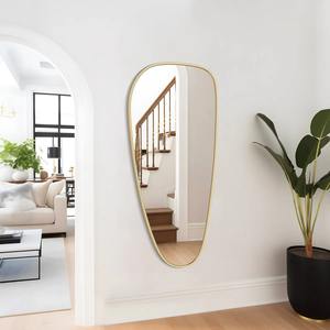 Miroir mural asymétrique irrégulier en or, forme de larme, en forme de galet, avec cadre en métal, miroir décoratif pour couloir, chambre à coucher, salon - Product Image 4