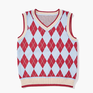 Jersey escolar con estampado de Argyle para niños, jersey con forma rectangular, logotipo personalizado, chaleco de talla grande, moda de invierno y primavera - Product Image 3