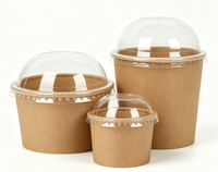 Conteneur alimentaire à emporter, bol à salade jetable en papier kraft à paroi simple, recyclable, avec couvercle, diamètre et logo personnalisables