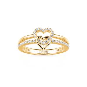 Bague de promesse Jeulia plaquée or rose à double rangée de cœurs entrelacés - Product Image 3