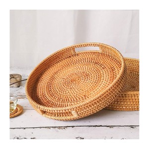 Wholesale Luxury Vietnam Serving <b>Trays</b> Round <b>Circle</b> Rattan Hand Woven <b>Tray</b> Customized logo - Product Image 1
