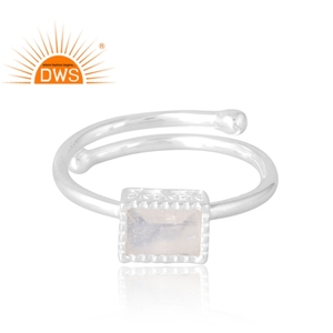 แหวนพลอย925สีเงินสเตอร์ลิงสีรุ้งและพระจันทร์ตามธรรมชาติสำหรับเป็นของขวัญสำหรับผู้หญิง - Product Image 3