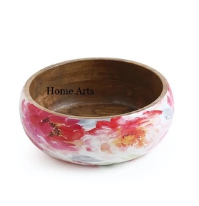 Bol à salade en bois imprimé au design unique avec cuillères, qualité supérieure, forme ronde, au prix le plus bas - Product Image 5
