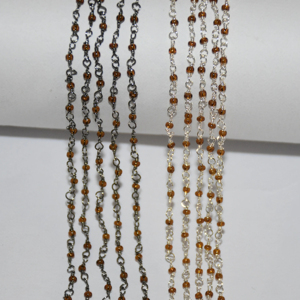 Top quality Silver & black Plated garnet Glass Beads Rondelle <b>Rosary</b> Chain, Wire Beaded Chain for Jewelry Bracelet Making - Product Image 1