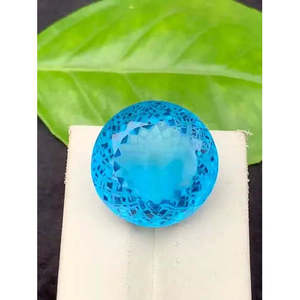 Topaze naturelle suisse bleue sans défaut de qualité AAA+ 29,8 carats certifiée GIE, taille ronde, pierre précieuse non montée, Gem141 - Product Image 3
