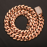 Chaîne cubaine Miami Hip Hop en laiton bicolore or rose, entièrement sertie de zircone cubique (CZ), de 10 mm à 25 mm, pour hommes, vente en gros