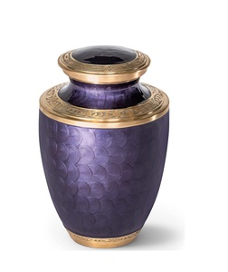 Urna de cremación para adultos-Contenedor de cenizas funerarias moradas y Doradas-Hecho de latón para hombres y mujeres de hasta 200 libras Hecho a mano - Product Image 1
