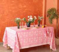 Nappe en coton imprimé floral indien bloc de main Couverture de table de mariage rose Boho