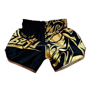 กางเกงชกมวยไทย MMA สีเหลืองแบบกำหนดเอง ผ้าซาติน ระบายอากาศได้ดี น้ำหนักเบา พิมพ์ลายแบบซับลิเมชั่น ปักลาย สำหรับคิกบ็อกซิ่ง มวยไทย 100% - Product Image 6