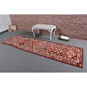 Alfombra Turca de Pasillo 2.9x9.8 pies (87x298 cm), Alfombra Vintage Sólida Roja Herki - Product Image 2