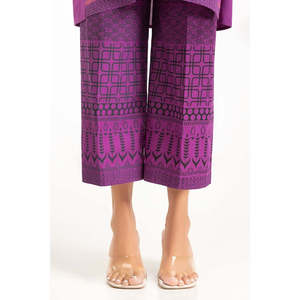 Conjunto de Camisa y Pantalón de Cintura Alta para Mujer, Transpirable, en Color Morado Teñido, con Decoración Estampada - Product Image 1