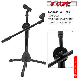 5 Core Mic Stand Floor Height Adjustable Short <b>Tripod</b> Microphone Stands w Telescoping Boom Arm - Product Image 5