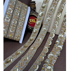 Cinta de Encaje Metálico de Algodón y Poliéster Marca TSL, Fabricada en India, 1 Pulgada de Ancho, 9 Metros por Pieza, para Vestidos de Novia, Saris y Dupattas - Product Image 4