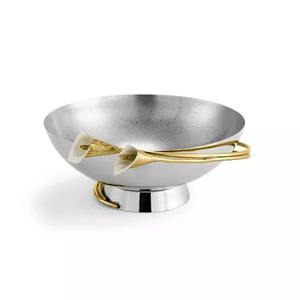 Bol décoratif en bambou écologique avec base en acier inoxydable et en laiton pour la décoration de mariage et d'hôtel - Product Image 2