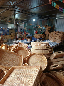 ถาดหวายสานทรงสี่เหลี่ยมทำด้วยมือพร้อมด้ามจับถาดหวายธรรมชาติสำหรับตกแต่งอาหารชากาแฟ - Product Image 6