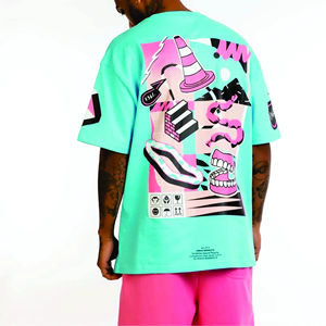 Chemise Hip Hop Homme Bleu Ciel et Blanc à Col Haut du Fabricant Personnalisé Chemise de Rue Surdimensionnée - Product Image 4