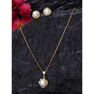 Fino # # # #   Juego de Pendientes CLARA de Plata de Ley 925 con Perla Real Aki y Baño de Oro y Rodio, Regalo Perfecto para Mujeres y Niñas - Product Image 2