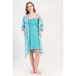 KADIN P.SUPREM IP ASKILI HAMILE TUNIK 3/4 KOL SABAHLIK TAKIM - ซุมรุต - ซุมรุต - Product Image 1