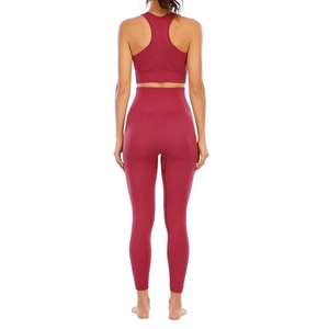 Ensemble de yoga sans couture 2 pièces de haute qualité pour femmes, soutien-gorge et leggings XXL avec logo sur la taille, pour les sports d'été et la salle de sport - Product Image 4
