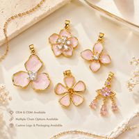 Collier personnalisé, fabrication de bijoux DIY, pendentifs mignons en émail rose en forme de fleurs pour femmes, accessoires de mode en gros