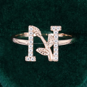 Personalizable inicial 'N' 925 anillo de plata esterlina CZ moissanita diamante chapado en oro rosa exquisito regalo de compromiso de boda - Product Image 2